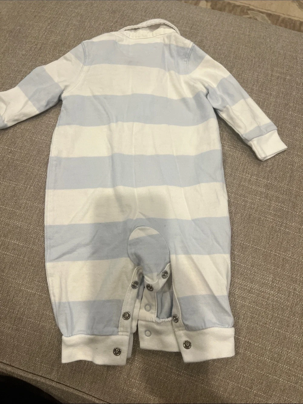 Ralph Lauren Light Blue & White Striped Polo One-Piece
